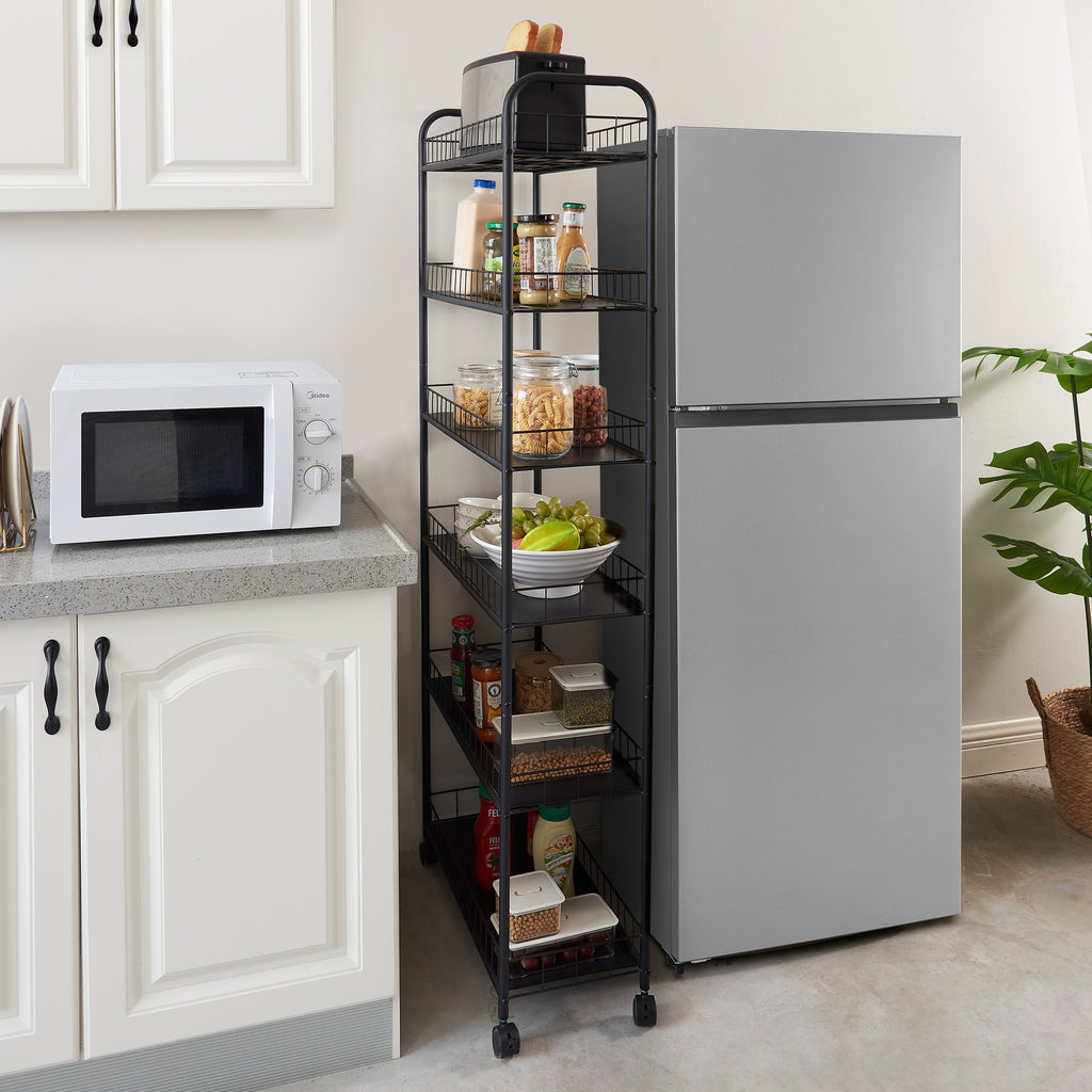 6-Tier Slim Rolling Storage Cart with Wheels - Metal Organizer Rack