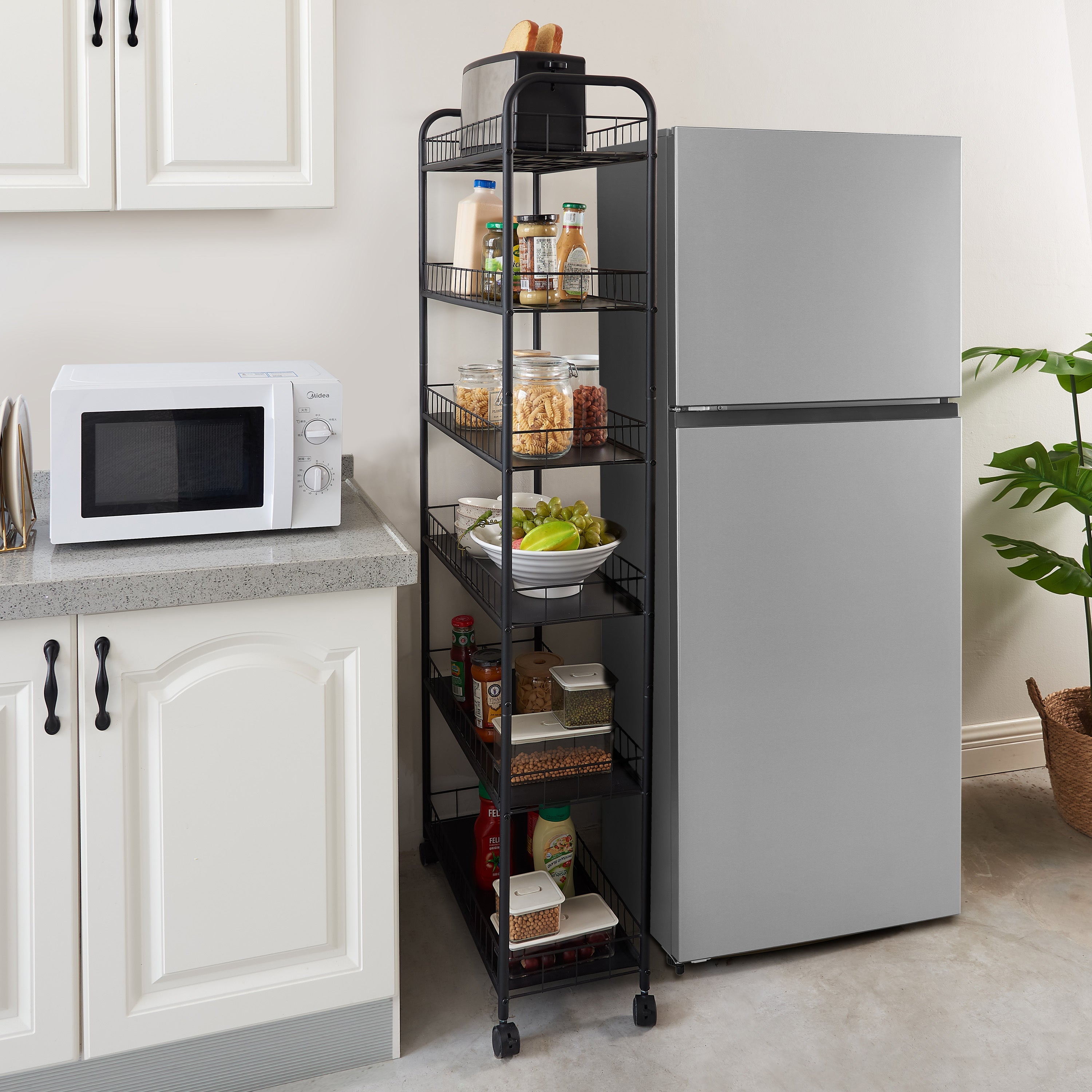 6-Tier Slim Rolling Storage Cart with Wheels - Metal Organizer Rack