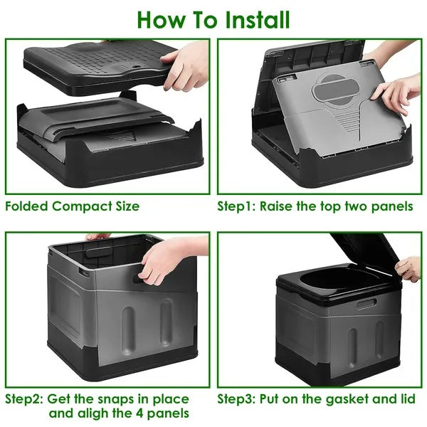 Portable Toilet For Car Camping Boating Hiking Outdoor Travel Potty With Carry Bag Foldable Emergency Toilet With Lid Trash Bags