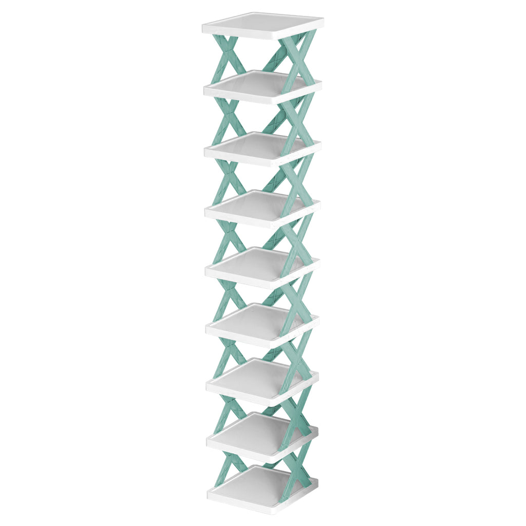 1Pc 9Tier Narrow Entryway Shoe Rack Plastic Vertical Shoe Organizer Space Saving Free Standing Shoes Storage Shelf Closet Hallway