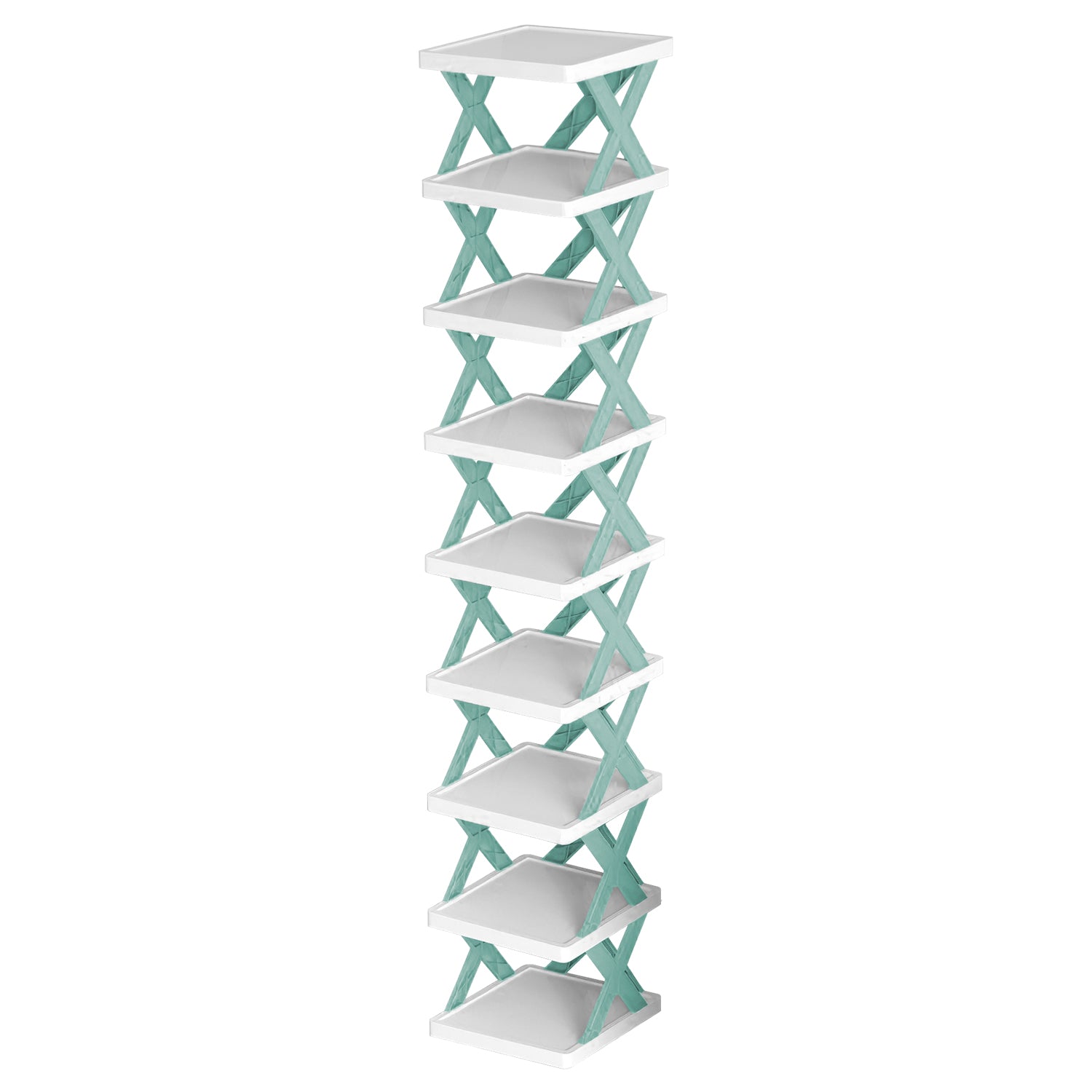 1Pc 9Tier Narrow Entryway Shoe Rack Plastic Vertical Shoe Organizer Space Saving Free Standing Shoes Storage Shelf Closet Hallway
