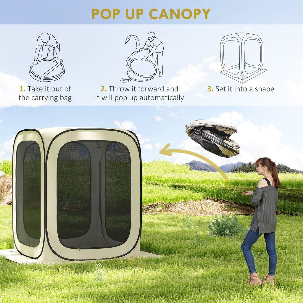 6 X 6ft Portable Camping Gazebo Tent - Beige