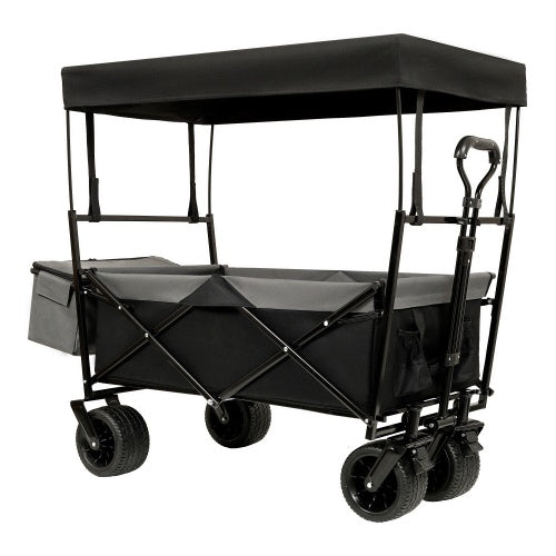 480Lbs Collapsible Wagon With Canopy,Wagon Stroller With 7 All-Terrain Wheels, Lightweight Foldable Wagon, Large Capacity For Camping, Shopping, Sports, And Garden Use,,purple With Mosquito Net