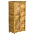 Outdoor Storage Cabinet, Wood Garden Shed, Pool Storage Shed With Lockable Door, Waterproof Roof And 2 Removable Shelves, Vertical Outside Storage Shed For Patio, Backyard And Lawn