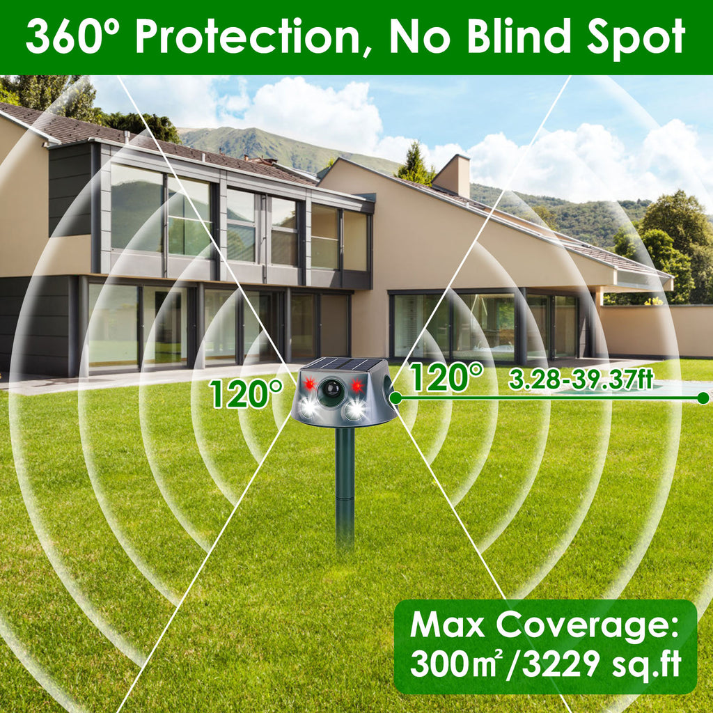1Pc Ultrasonic Solar Animal Repeller Outdoor  Mole Snake Squirrel Repellent Waterproof With 3 Modes Motion Sensor Vibration Stake For Farm Garden Yard