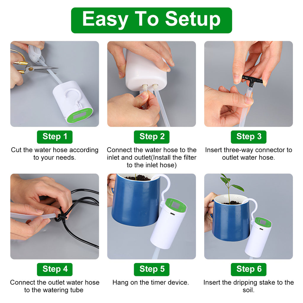 1Pc Automatic Watering System With Timer For 12Plants Rechargeable Battery Programmable Plant Watering Timer Drip Irrigation System For Indoor