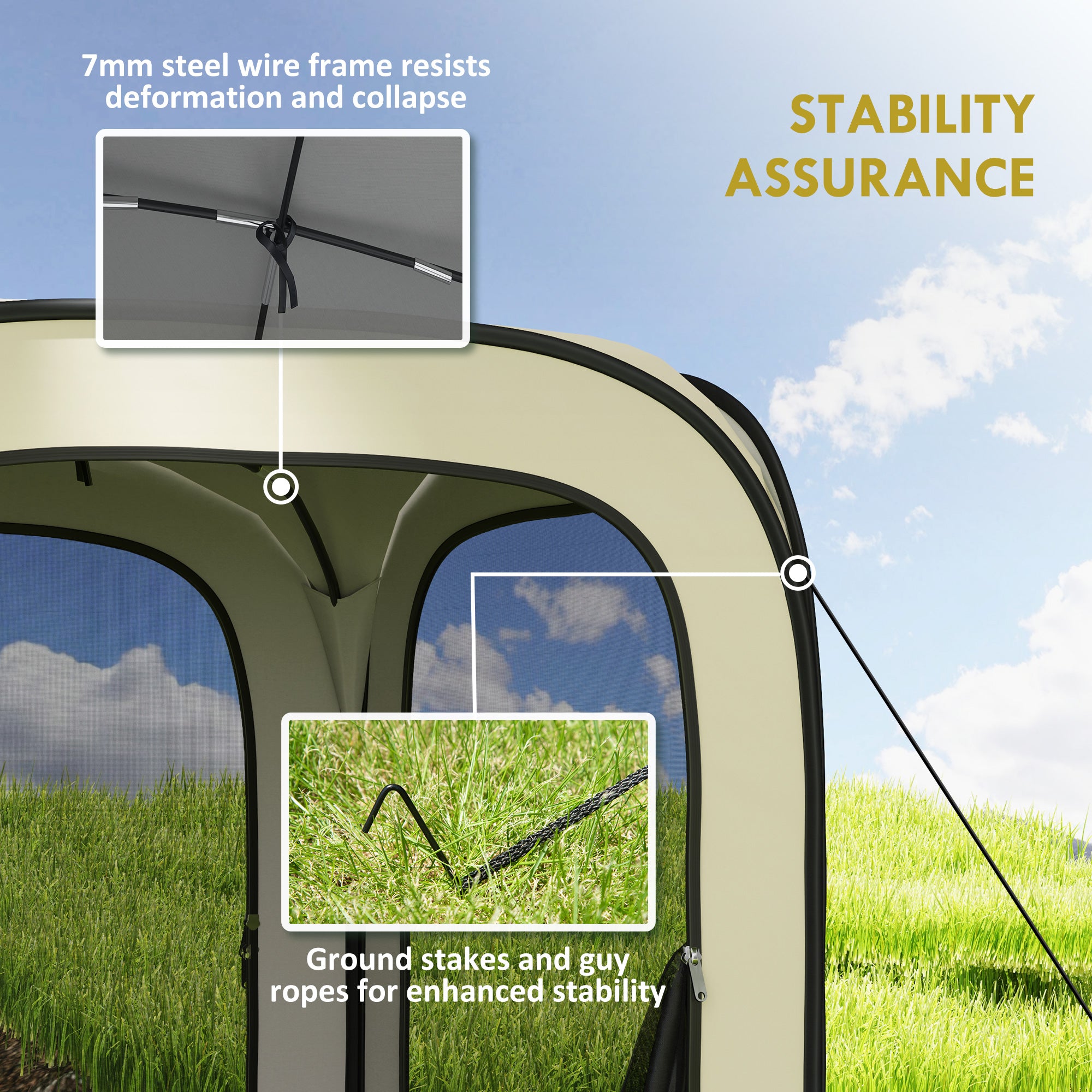 6 X 6ft Portable Camping Gazebo Tent - Beige