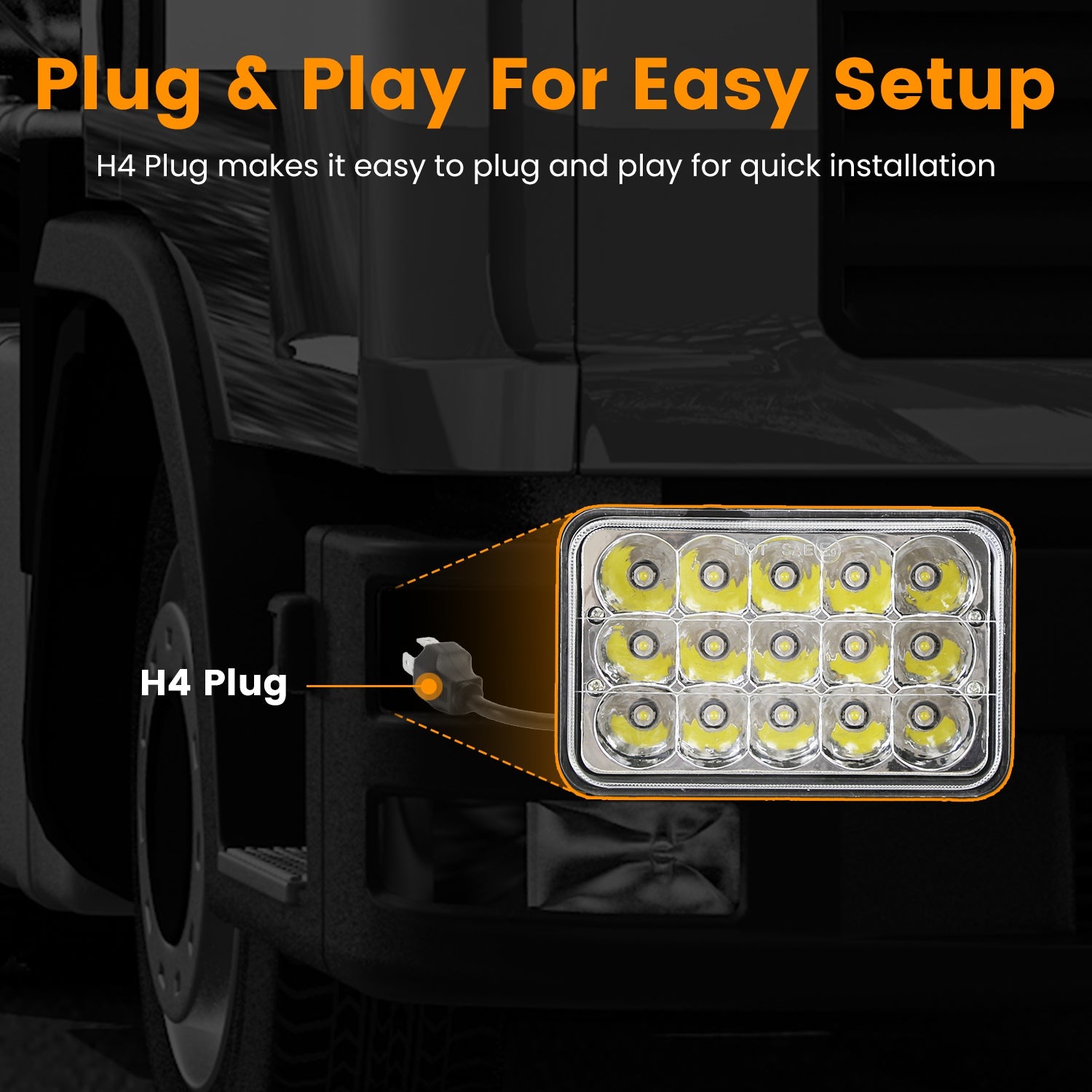 LED Headlights H4-High & Low Beam White Light for Cars 7 Motorcycles (2pcs)