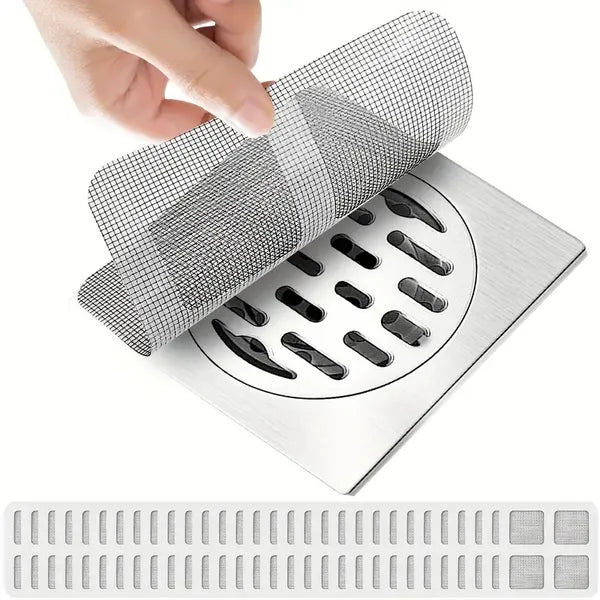 50pcs Disposable Shower Drain Hair Catcher Stickers - Easy-to-Use Plastic Mesh Filter Covers For Bathroom & Bathtub, Efficient Hair & Debris Blocker For Sink And Floor Drains