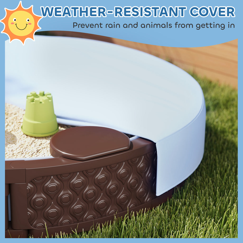 47 Round Kids Sandbox with cover- Brown