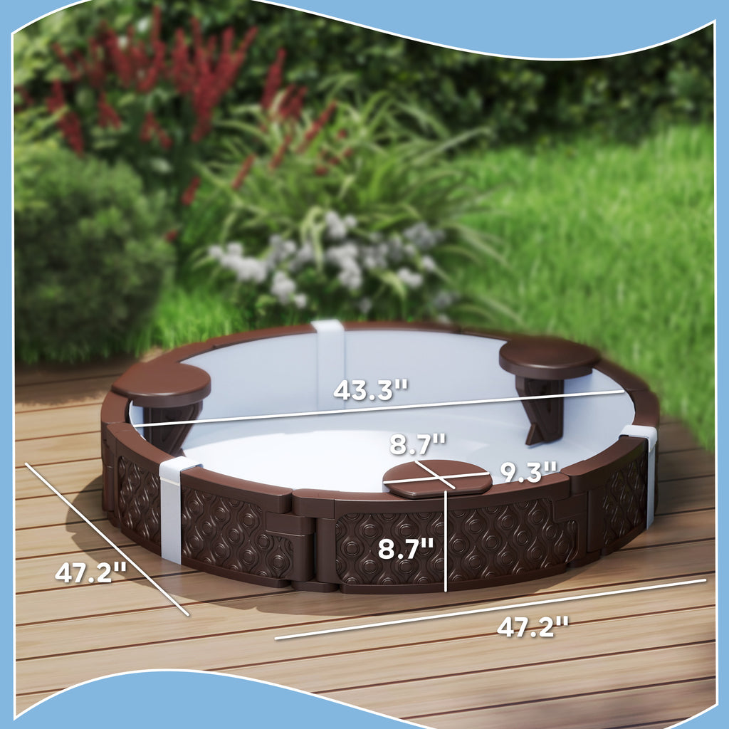 47 Round Kids Sandbox with cover- Brown