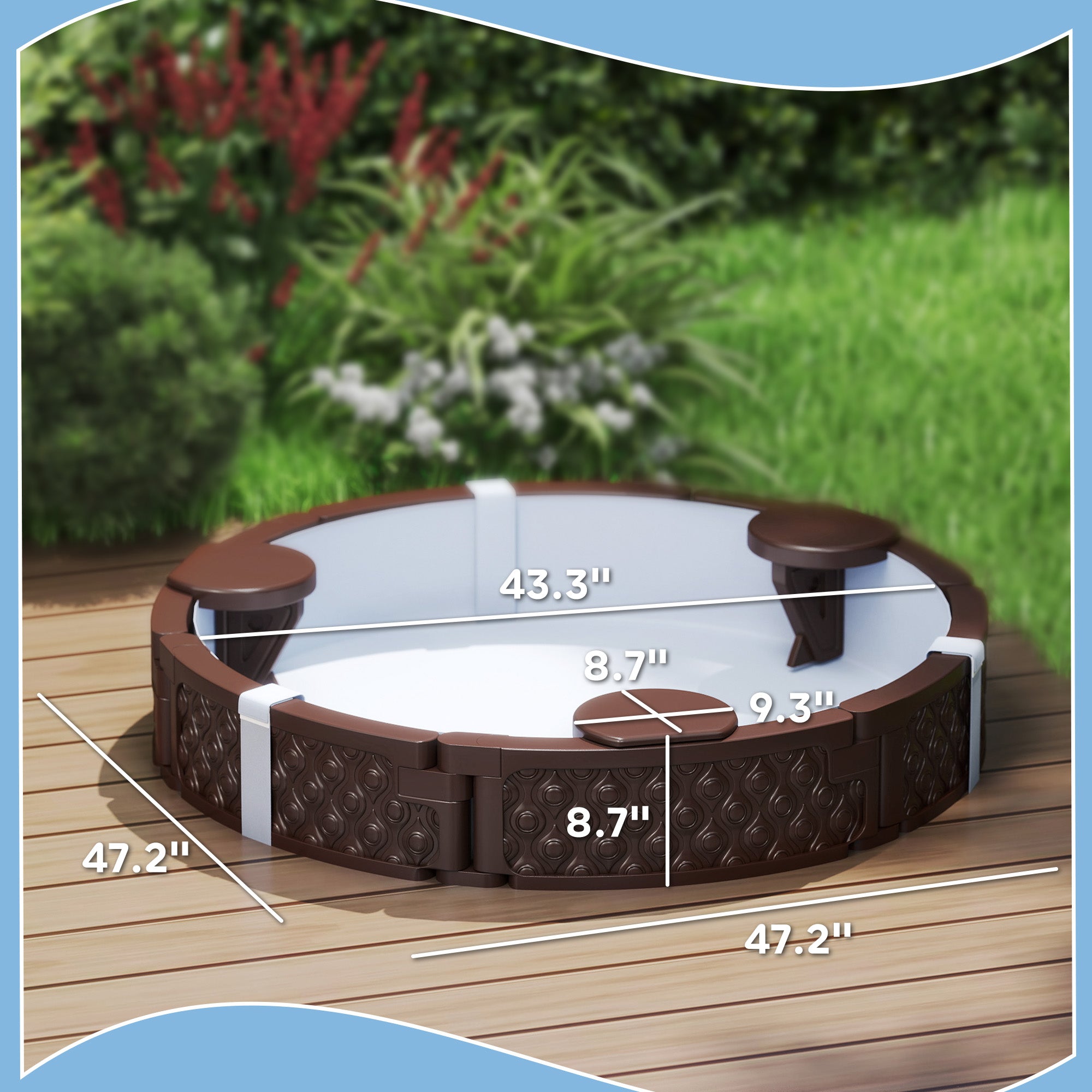 47 Round Kids Sandbox with cover- Brown