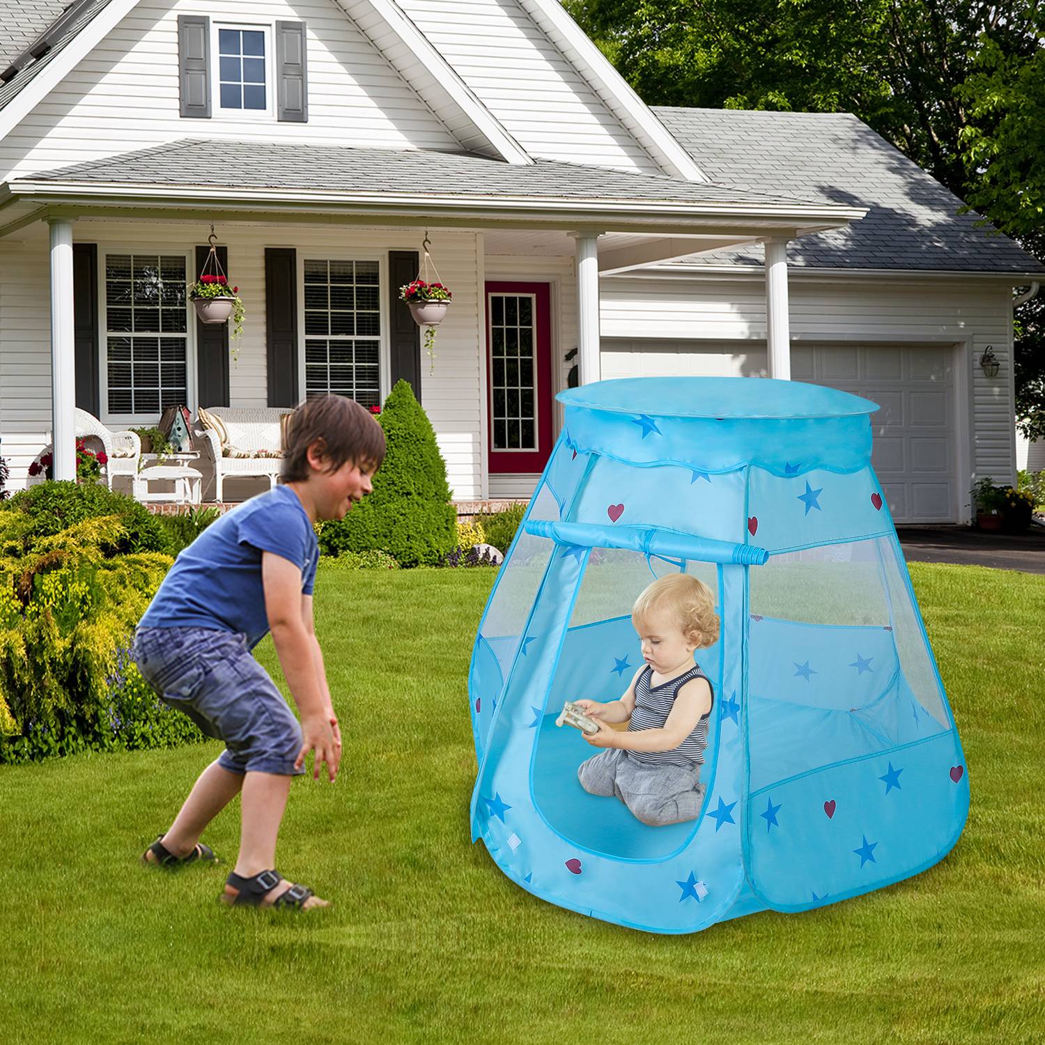 1Pc Kids Popup Game Tent Indoor Outdoor Castle Game Play Tent Birthday Gift For Kids  No Balls Light Included