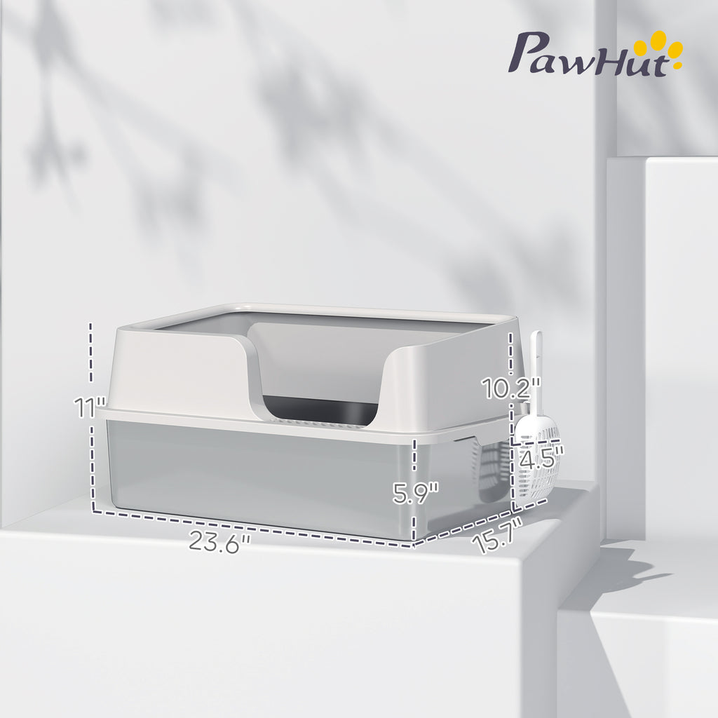 Stainless Steel Cat Litter Box with high side- Gray