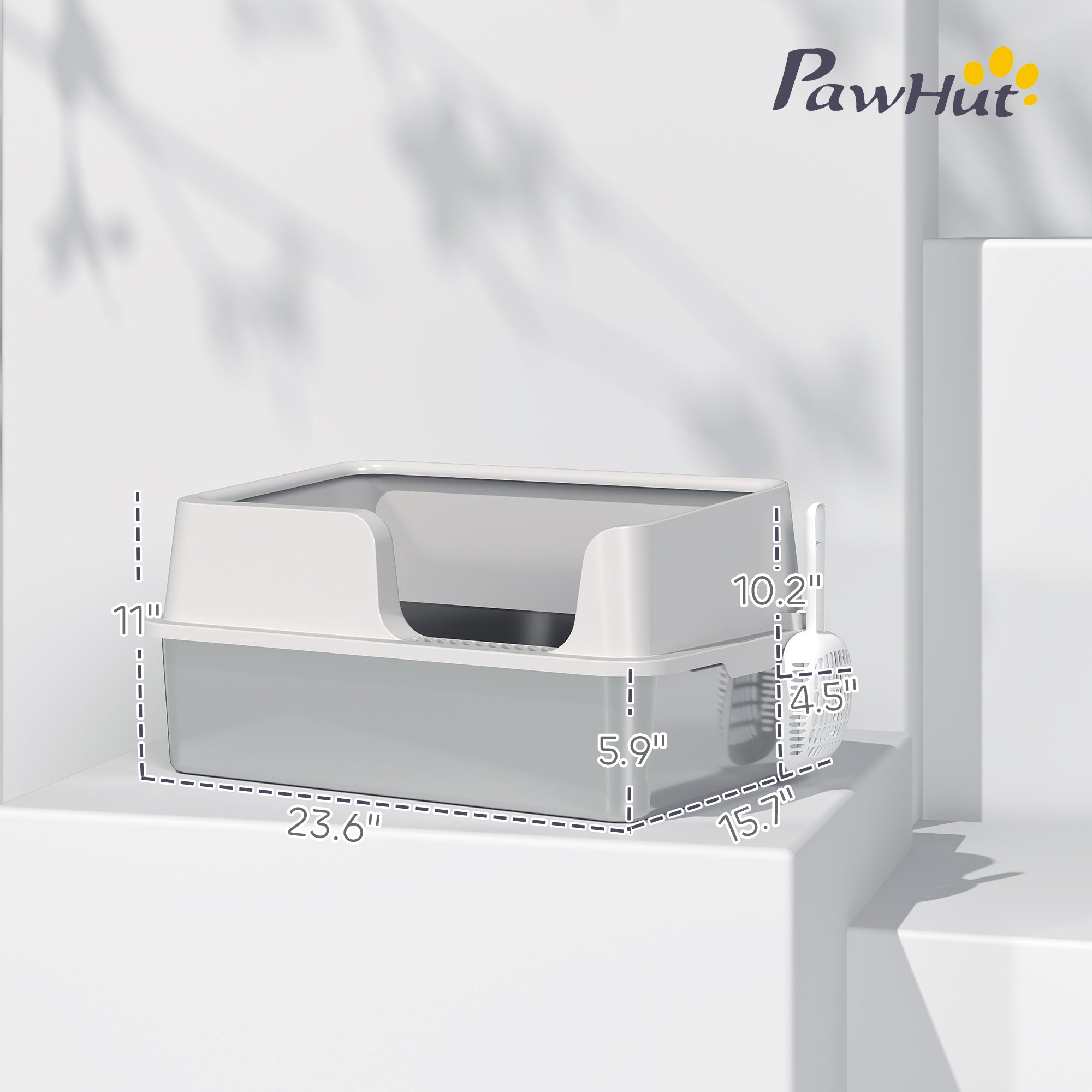 Stainless Steel Cat Litter Box with high side- Gray