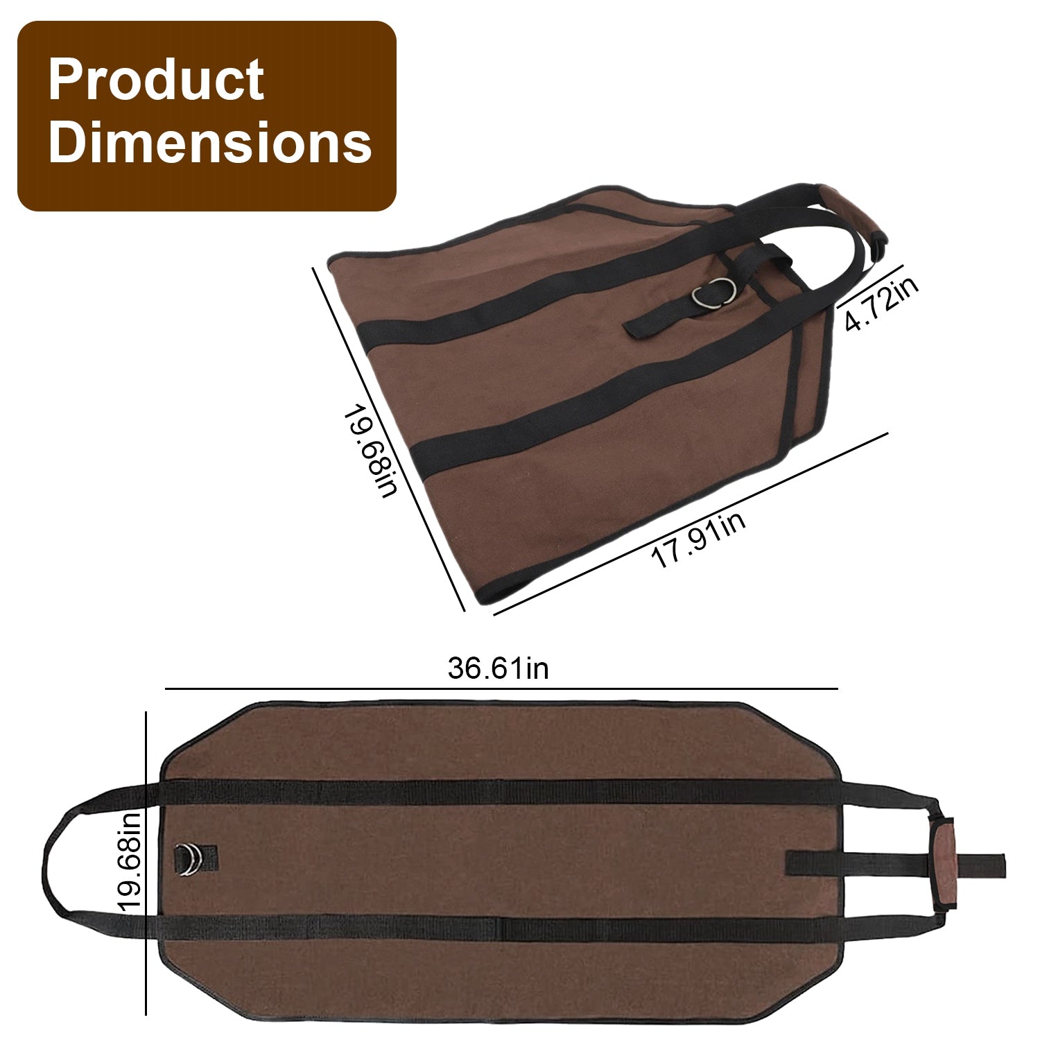 1Pc Firewood Carrier Bag With Handle Durable Wear Resistant Fireplace Logs Holder Side Opening Wood Storage Carrying Bag For Indoor Fireplace Outdoor Camping