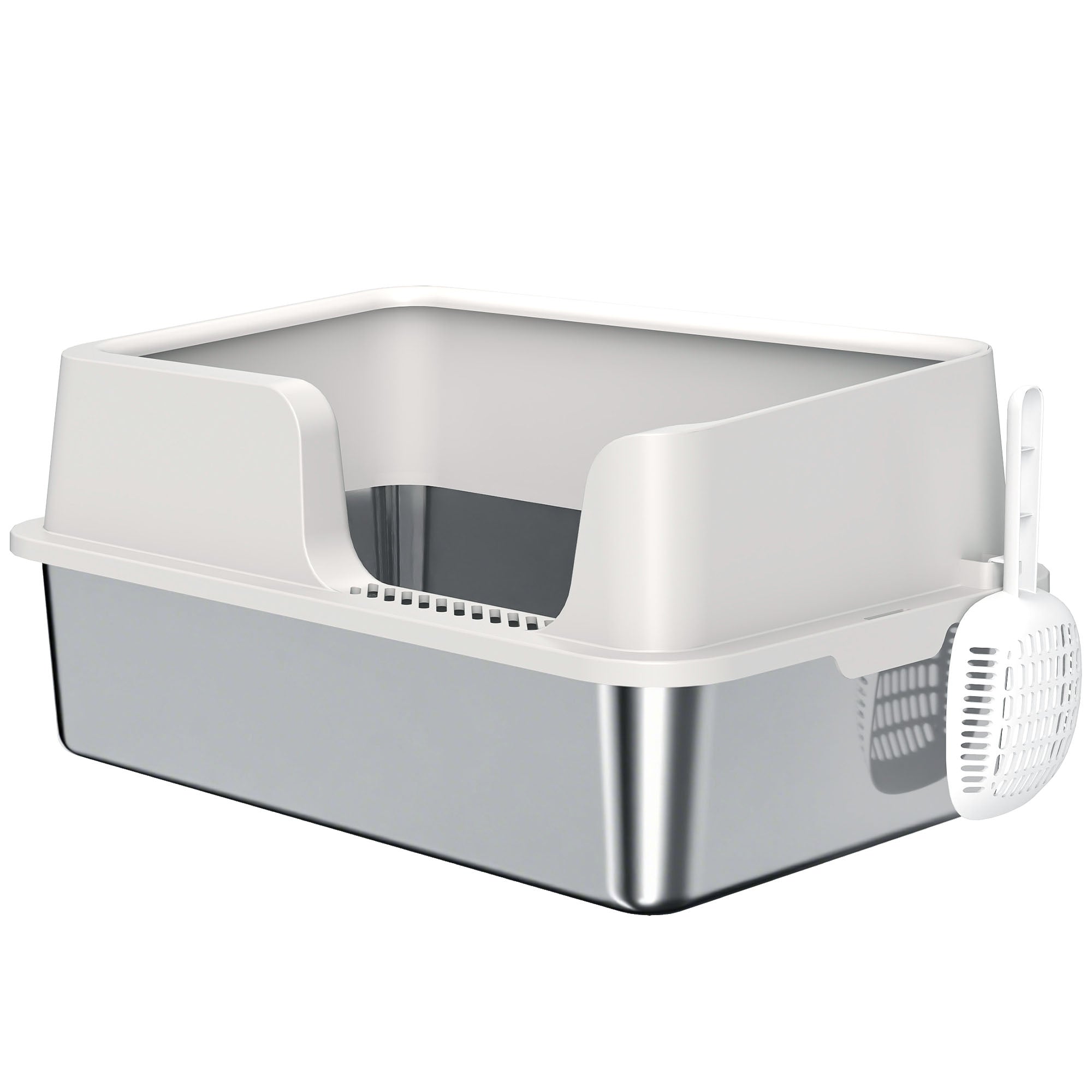Stainless Steel Cat Litter Box with high side- Gray
