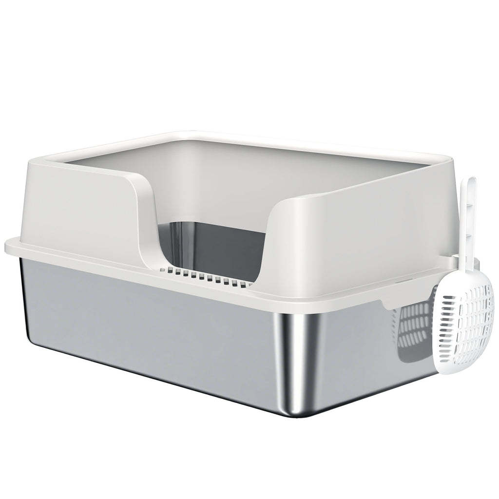 Stainless Steel Cat Litter Box with high side- Gray
