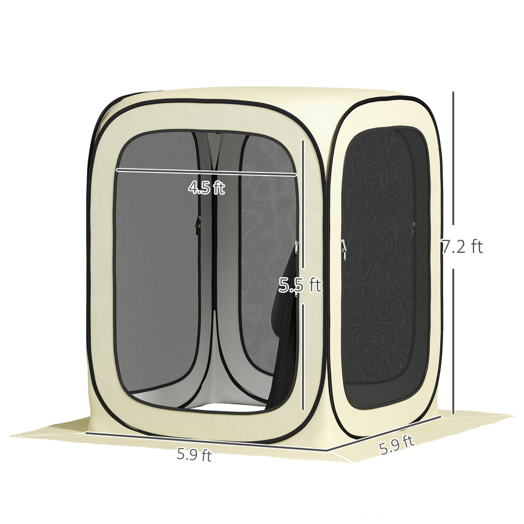 6 X 6ft Portable Camping Gazebo Tent - Beige