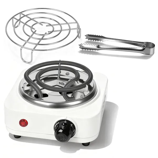 Electric Charcoal Burner 500W Hookah Charcoal Burner Compact Coal Burner For Hooka Cubes Shisha With Grill And Tongs 5 Temperature Gears Thermostat Control